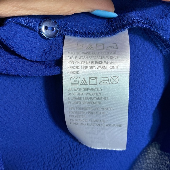 Joan Rivers Button Down Tunic, 3/4 Sleeve, Blue, Medium - Picture 5 of 8